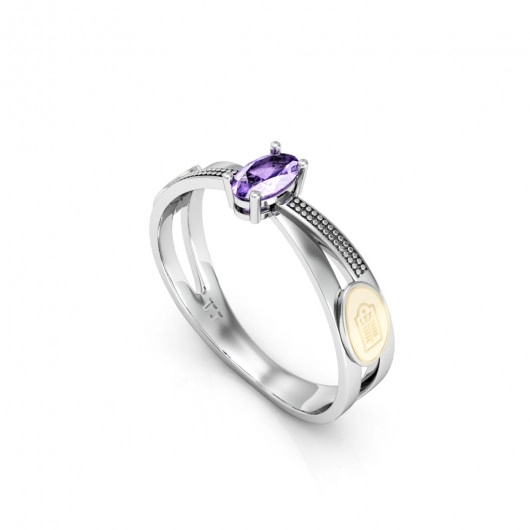 Anel Formatura feminino Oval Entrelaçado - Prata 925