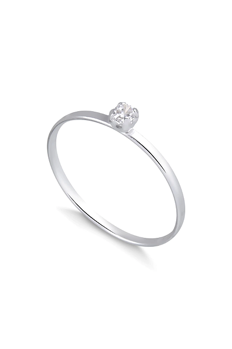 Anel Solitário ponto de luz - Prata 950