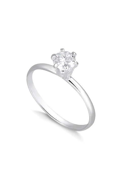 Anel Solitário ponto de luz - Prata 950