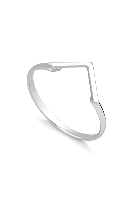 Anel Feminino formato V - Prata 950