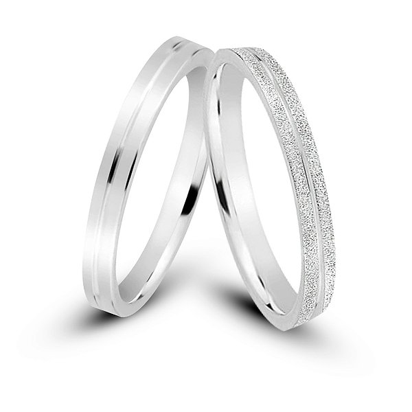 Par de alianças Jasmim 2mm de Namoro prata 950