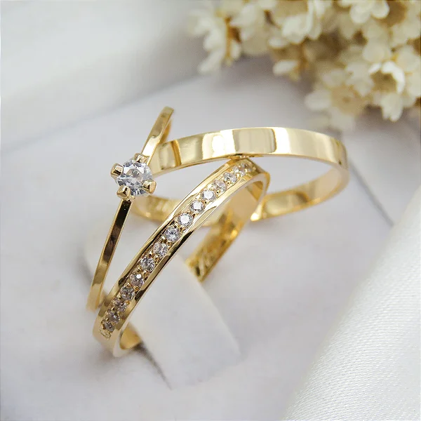 Par de alianças casamento Florence  3mm de moeda antiga - Anel solitário Brinde