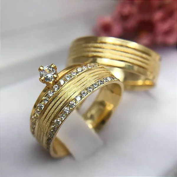 Par de alianças casamento Valletta 6mm de moeda antiga - Anel solitário Brinde