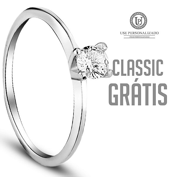 -Anel Solitário Classic  - PRATA 925