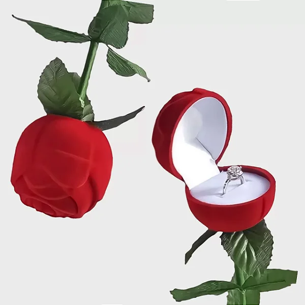 Porta Jóias Caixinha de  Veludo Flor com Cabo