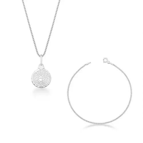 Kit Colar Pai Nosso e Pulseira Grumet de Prata