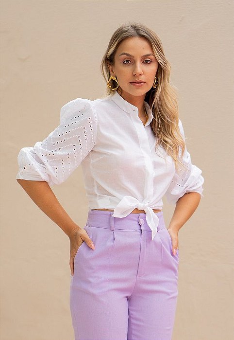 Camisa Manga Laise Bufante Branca