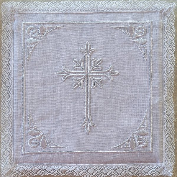 ALFAIAS LITÚRGICAS, 50CM., BORDADAS DE ALTAR PARA IGREJA CATÓLICA CRUZ GDE - MANUSTÉRGIO EM LINHO