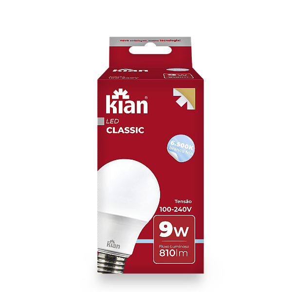 LAMP LED A-60 9,0W BIV E-27 6.5K  LUZ BRANCA KIAN