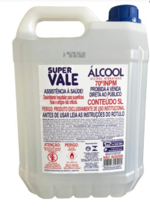Álcool líquido 70% 5L - Super Vale