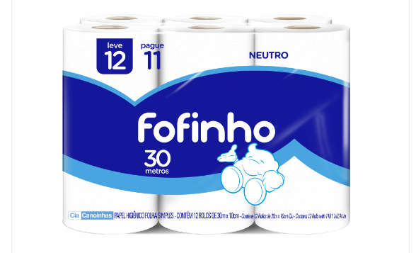 Papel Higiênico Fofinho Folha Simples 12 rolos c/30metros