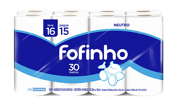 Papel Higiênico Folha Simples 16 rolos c/30metros
