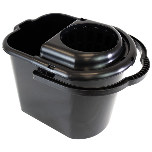 Balde Plástico Reforçado oval 15L c/ espremedor c/ alca preto - Nobre