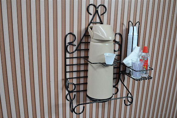suporte para garrafa café com porta copos