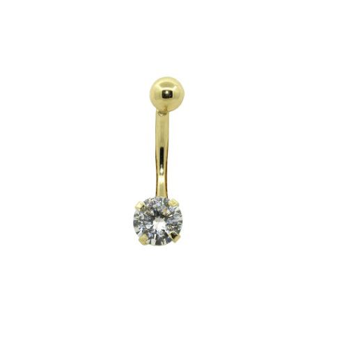 Piercing de Umbigo em Ouro 18k Pedra Redonda 5mm Garantia Eterna - Virtuale  Shopping