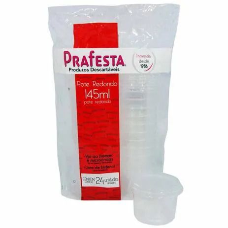POTE REDONDO C/ TAMPA 145ML PRAFESTA C/ 24 UND