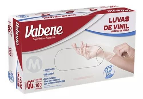 LUVA VINIL COM PÓ VABENE GG 100 UND