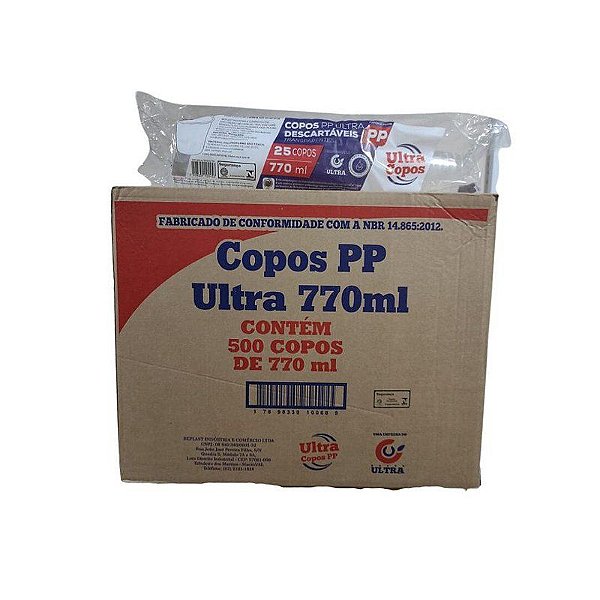COPO PP LISO 770 ML ULTRA CX20X25 UND