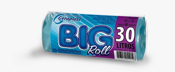 SACO LIXO ROLO BIG ROLL 30 LITROS GERA 60 UND