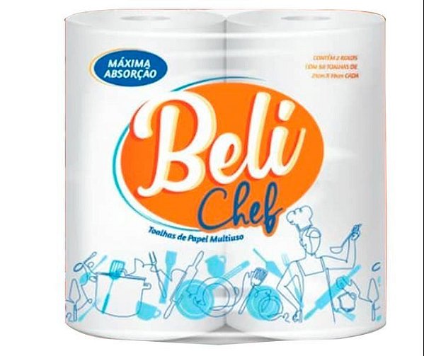 TOALHA DE PAPEL MULTIUSO BELI CHEF 2 ROLOS 50 FOLHAS DUPLAS
