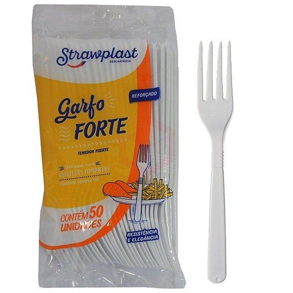 Straw Garfo x Faca Kit Forte Branco com 50 unidades