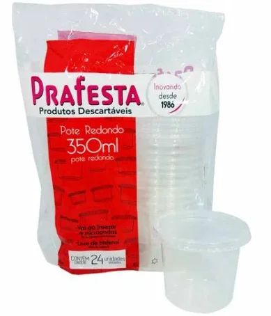 POTE REDONDO C/TAMPA 350 ML PRAFESTA CX 18x24 UND