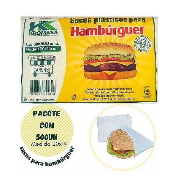 SACO PLÁSTICO DE HAMBÚRGUER 20X14 CM - 500 UND