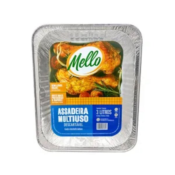 ASSADEIRA RETANGULAR MELLO 3 LITROS CX C/20 UND