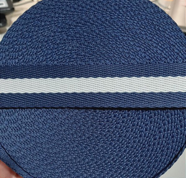 Alça Chic 3 cm Azul Marinho e Branco