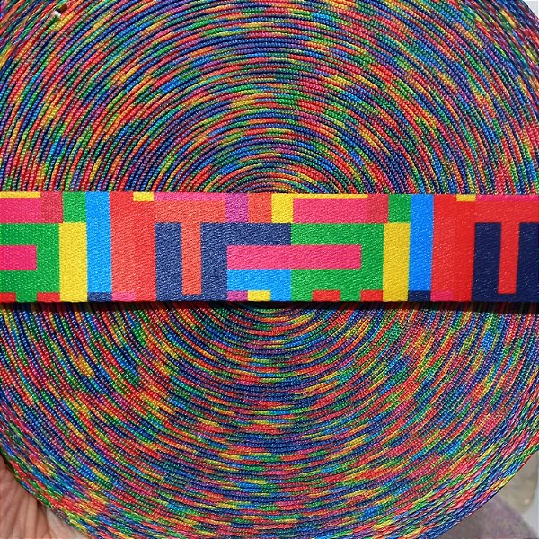 Alça Chic 3 cm Estampada Tetris