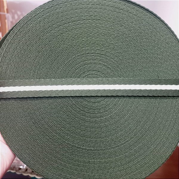 Alça Chic 2 cm Verde Musgo Listrada