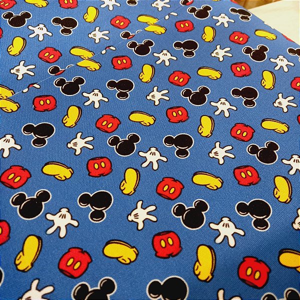 Tecido Dublado na Sarja Mickey Azul