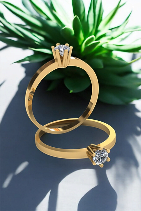 Anel Solitário de Diamante com 15 pontos de quilate em Ouro Amarelo 18k