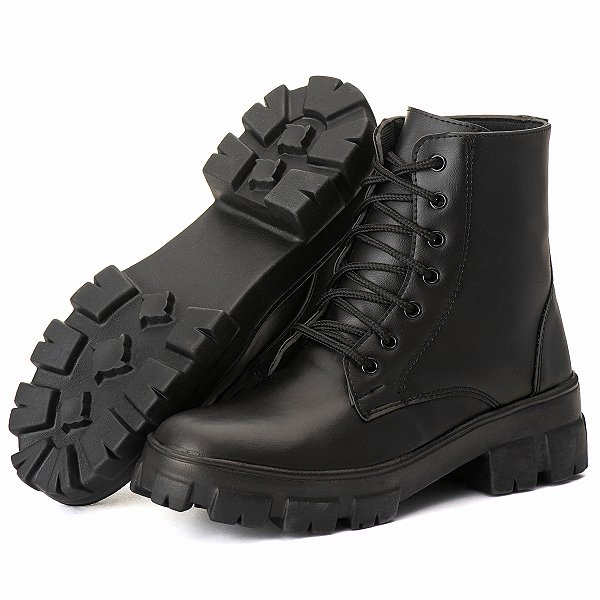 Coturno Feminino Tratorado Salazari Com Zíper Preto 801