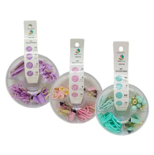 Kit Office Ferramentas de Escritório Tachinhas/Clips/Prendedores Color Interpaper