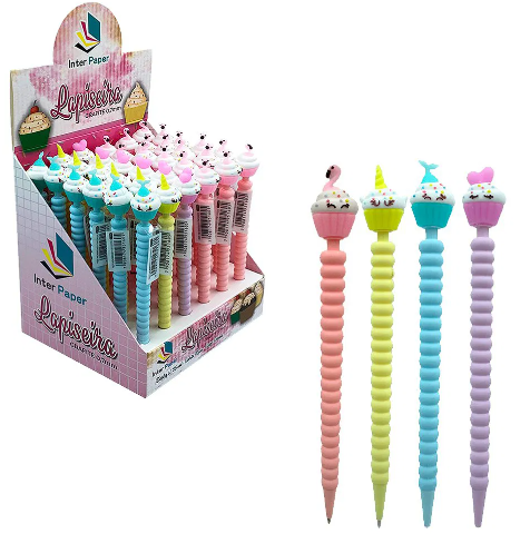 Lapiseira 0.7 mm Docinho Cupcake (Amarelo, Azul, Lilás e Rosa) - Inter paper