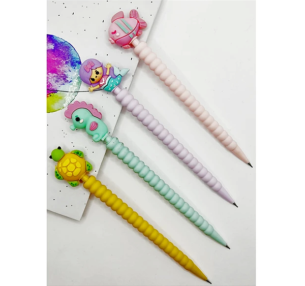 Lapiseira 0.7 mm Fundo do Mar (Amarelo, Lilás, Rosa e Verde Água) - Inter paper