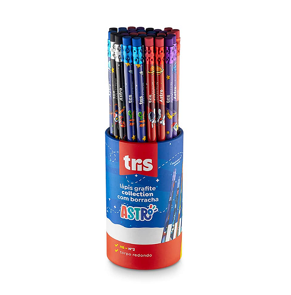 Lápis Grafite Com Borracha – Tris Collection Astro – HB