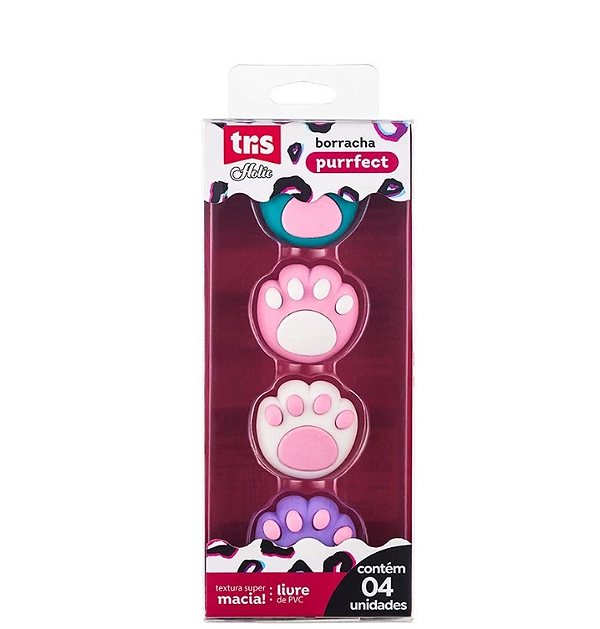 Borracha Patinhas Purrfect Holic C/4Unidades - TRIS 907479