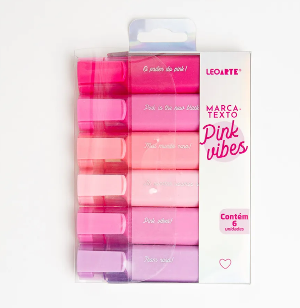 Marca Texto Pink Vibes 6 Cores - Leoarte