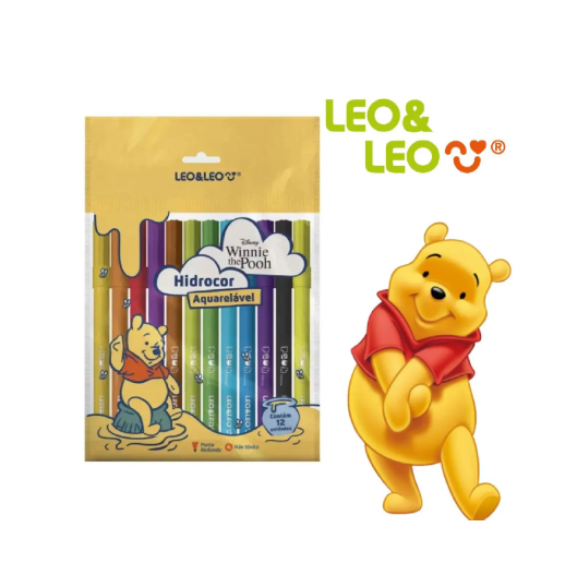 CANETINHA HIDROGRÁFICA URSINHO POOH KIT 12 CORES - LEO&LEO