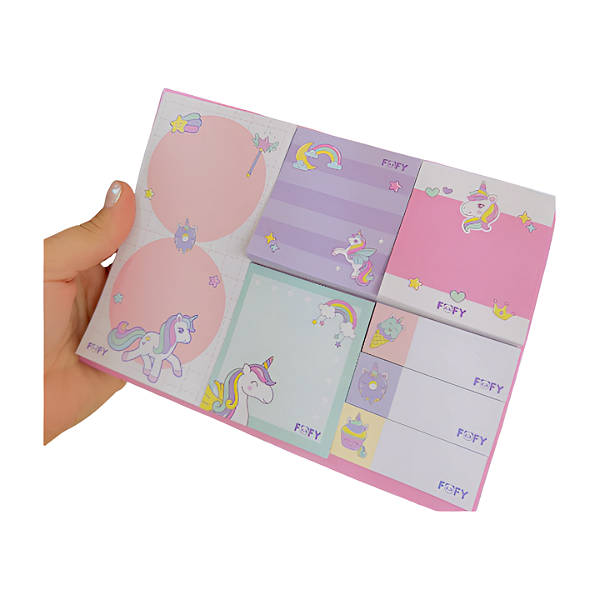 Bloco Adesivo Unicórnio Feliz Rosa - FOFY