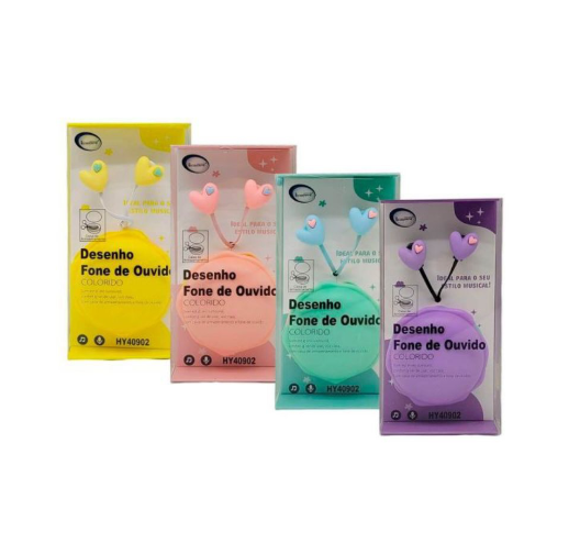Fone de Ouvido Coração C/ Microfone em Plástico  com CASE -Interponte