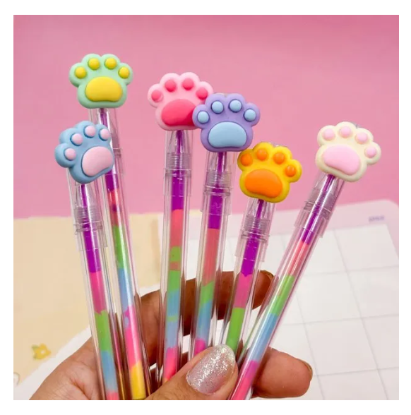 Caneta Fofa Arco Iris Patinha Color Rainbow 1.0mm