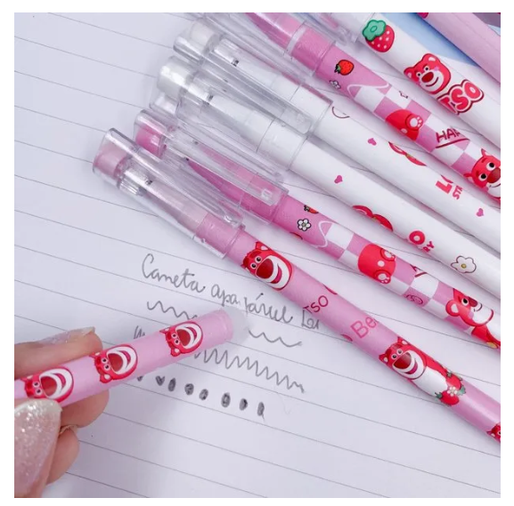 Caneta Apagável Estampada Ursinho Lotso 0.5 preta