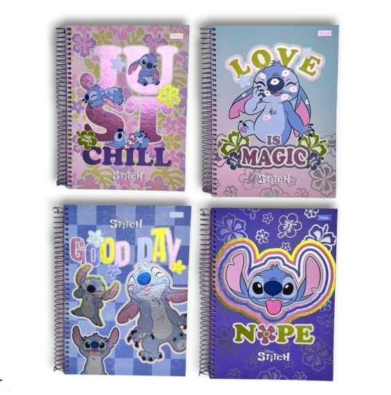 Caderno Capa Dura Stitch 1 Matéria 80 Folhas - Foroni