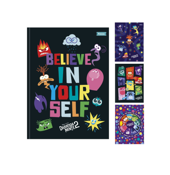 Caderno Colegial Costurado Capa Dura Divertidamente 160 Folhas FORONI