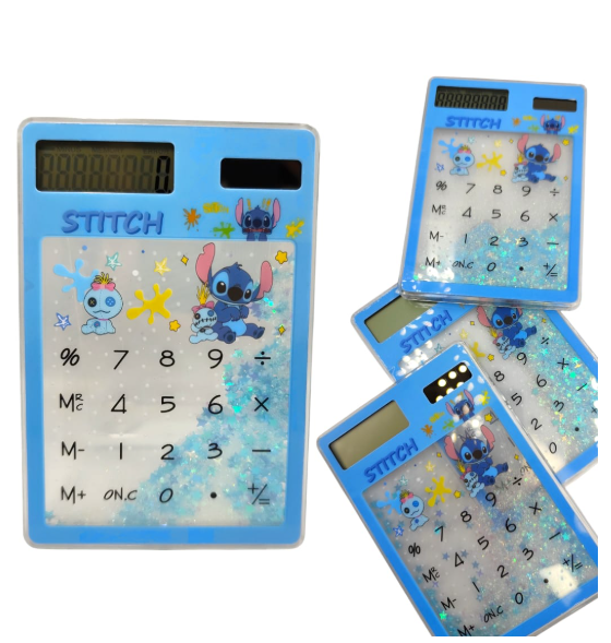 Calculadora Touch Transparente Acqua Glitter – Stitch