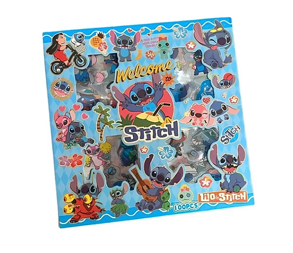 Caixa com 100 Adesivos Decorativos -Lilo & Stitch