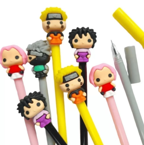 Caneta gel fofa Naruto Shippuden 0.5mm -Preta